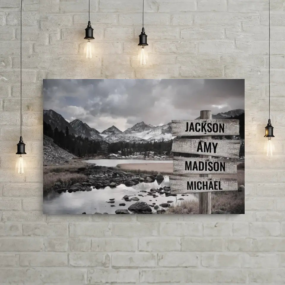 Mountain Range Multi-Names Premium Canvas