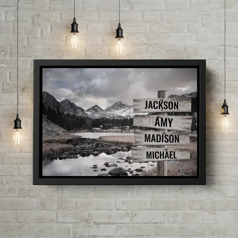 Mountain Range Multi-Names Premium Canvas