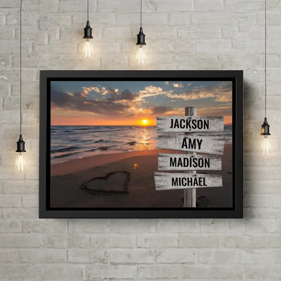 Ocean Sunset Multi-Names Premium Canvas