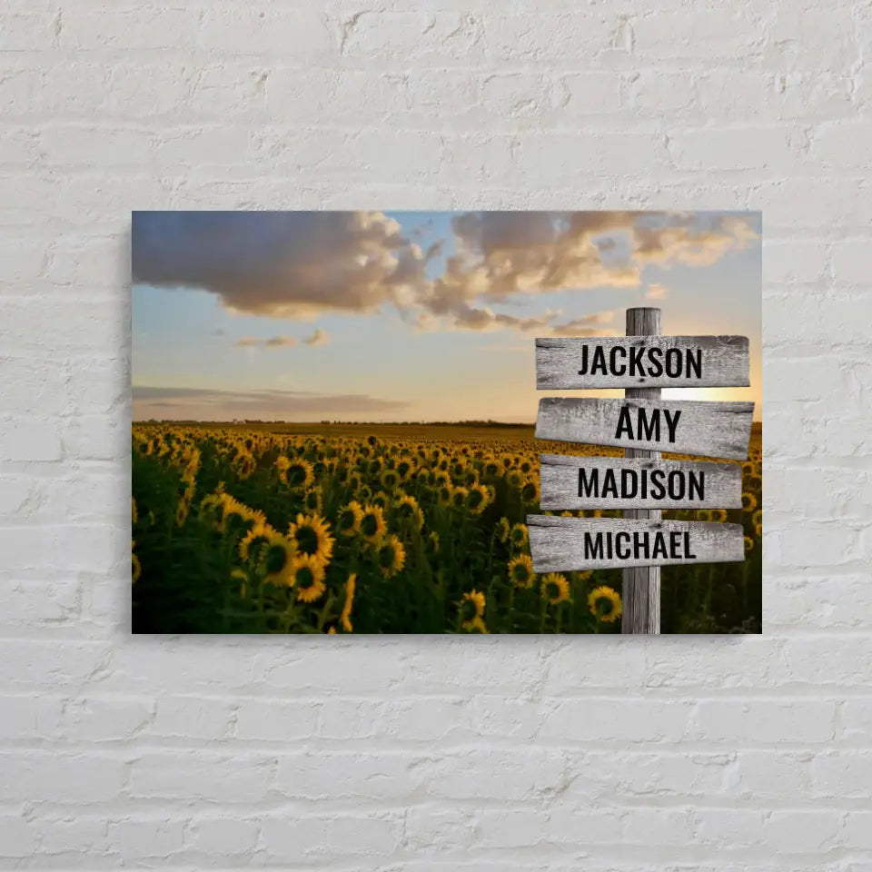 Sunflower Field Multi-Names Premium Canvas