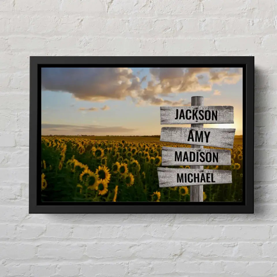 Sunflower Field Multi-Names Premium Canvas