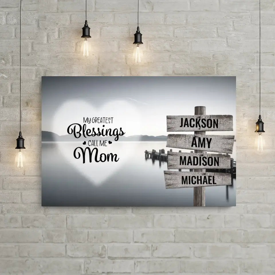 Greatest Blessings Ocean Dock Multi-Names Premium Canvas