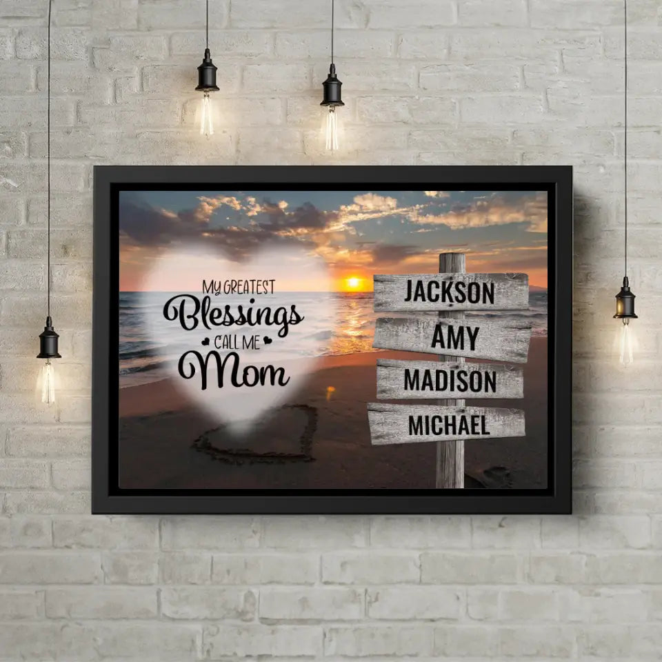 Greatest Blessings Ocean Sunset Multi-Names Premium Canvas