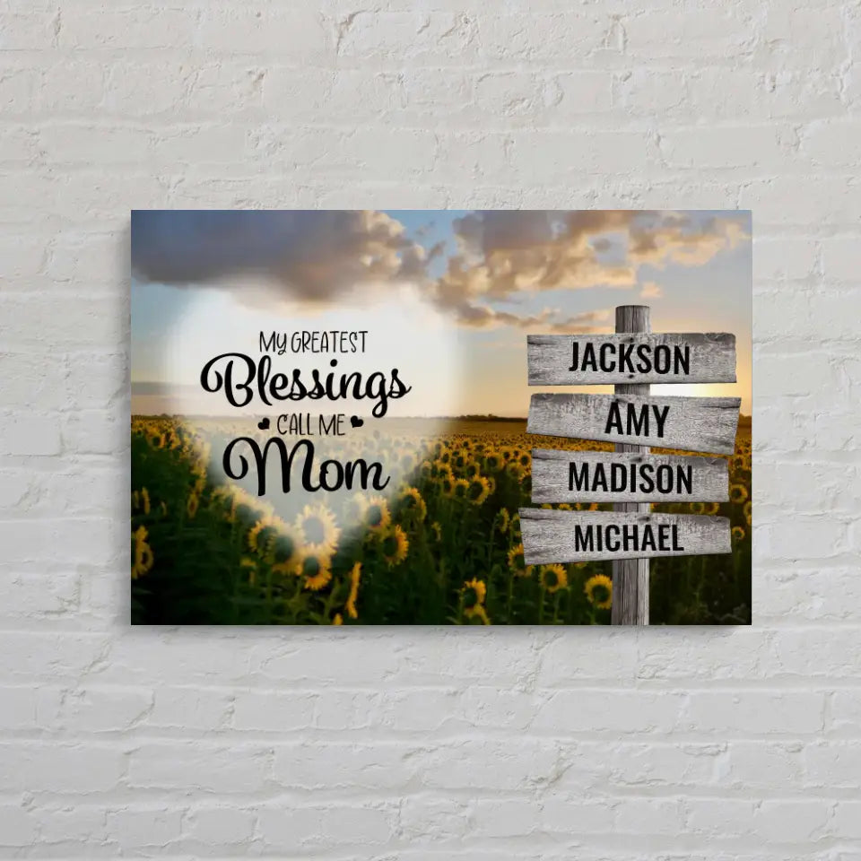 Greatest Blessings Sunflower Field Multi-Names Premium Canvas