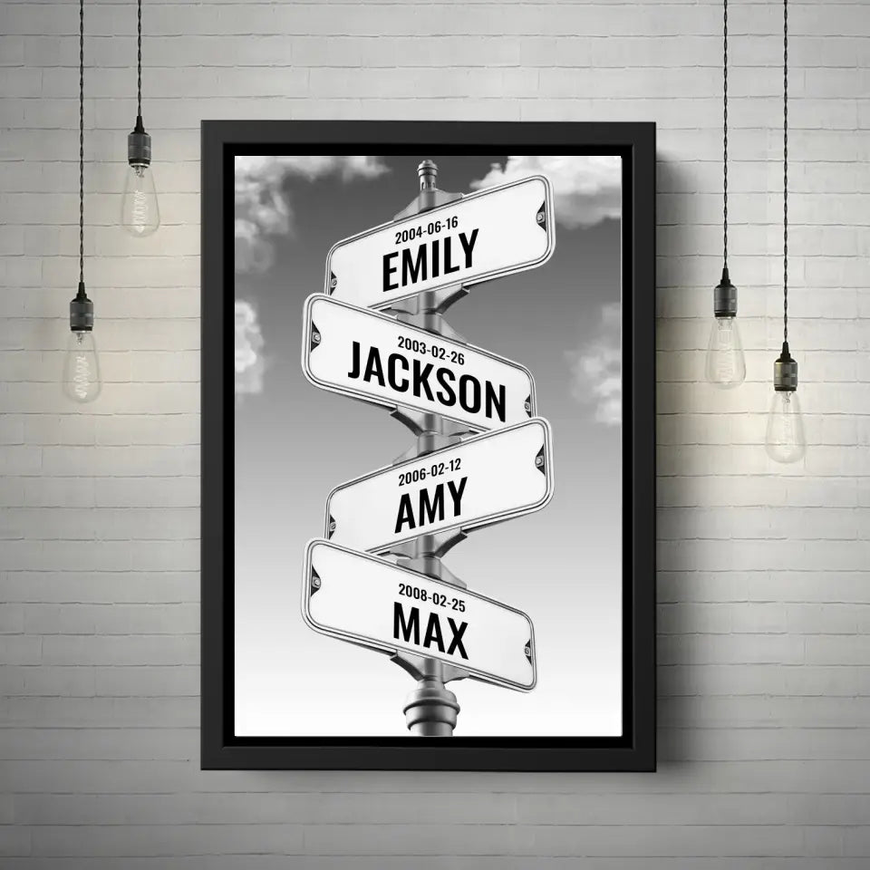 Personalized Multi Name Vintage Street Sign Canvas