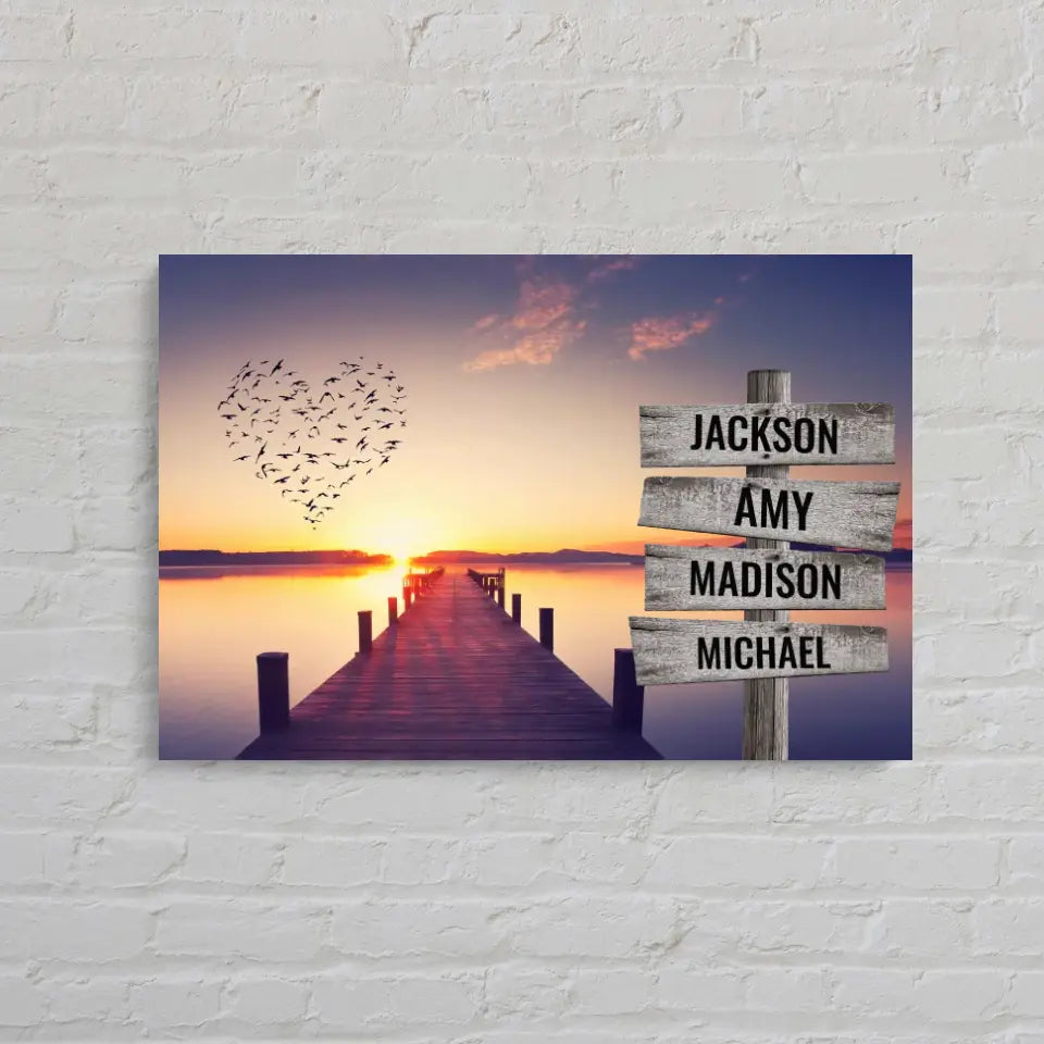 Love Birds Multi-Name Personalized Premium Canvas