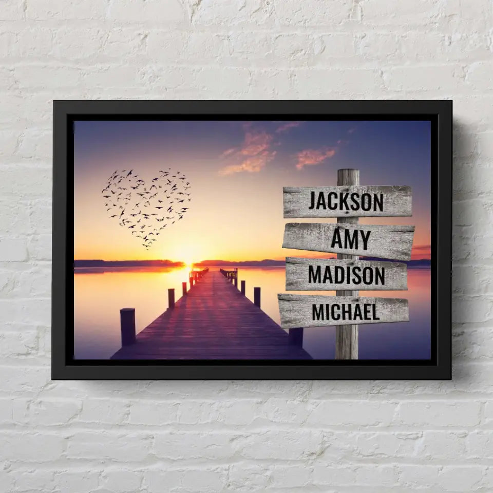 Love Birds Multi-Name Personalized Premium Canvas