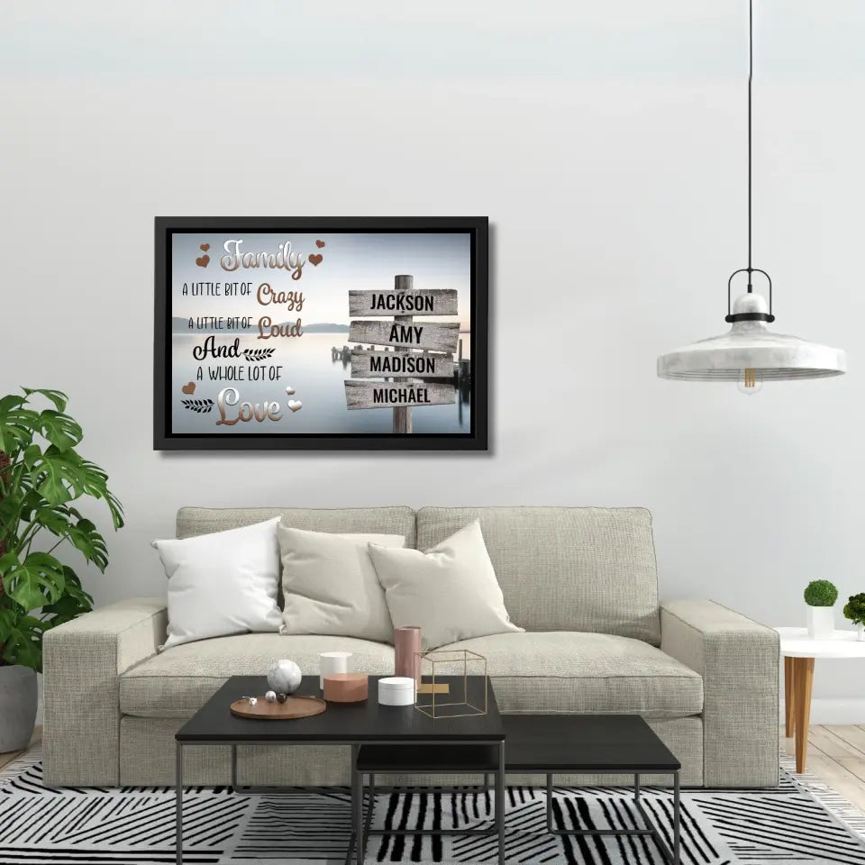 Family A Little Bit Of Crazy Ocean Dock Personalized Canvas