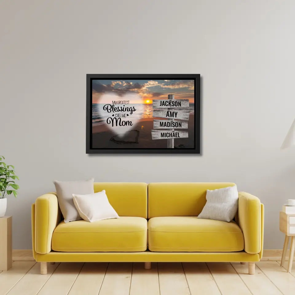 Greatest Blessings Ocean Sunset Multi-Names Premium Canvas