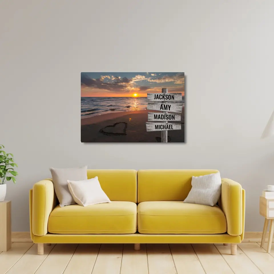 Ocean Sunset Multi-Names Premium Canvas