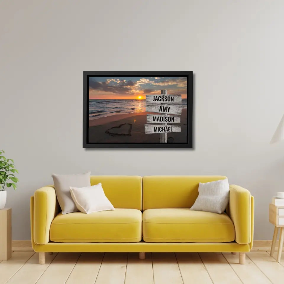 Ocean Sunset Multi-Names Premium Canvas