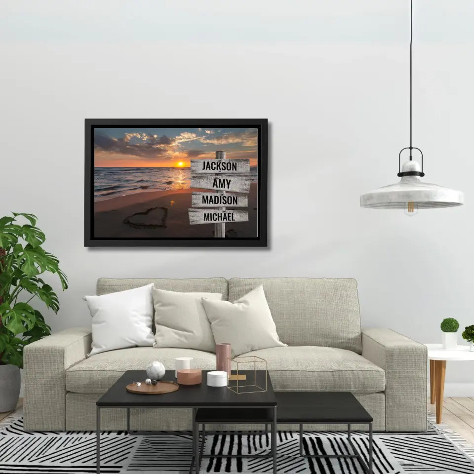 Ocean Sunset Multi-Names Premium Canvas