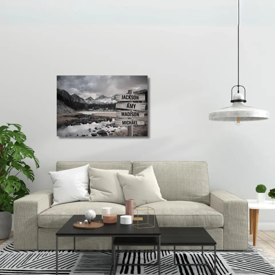 Mountain Range Multi-Names Premium Canvas