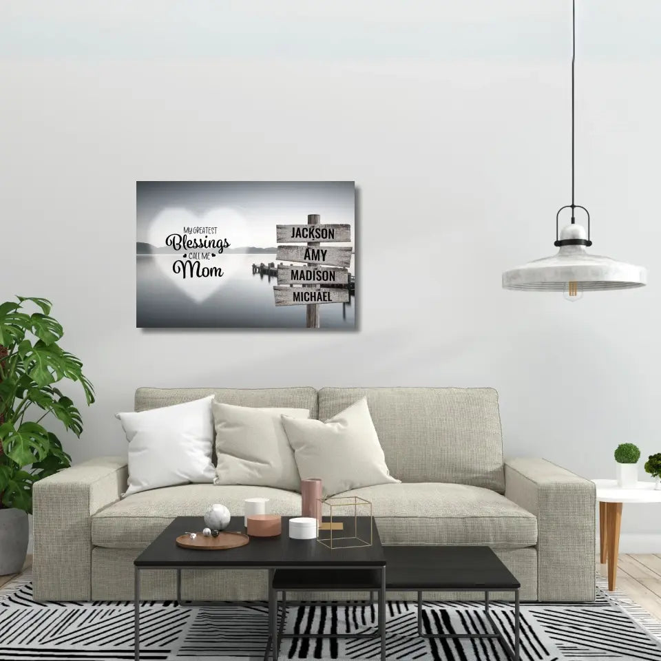 Greatest Blessings Ocean Dock Multi-Names Premium Canvas