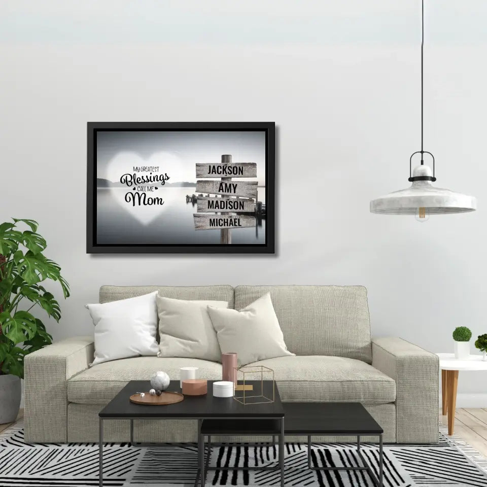 Greatest Blessings Ocean Dock Multi-Names Premium Canvas